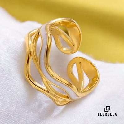 Leerella Luxe Roestvrijstalen Damesring Model-8 Goudkleurig Verstelbaar – Stijlvol, Elegant, Tijdloos en Duurzaamheid in Één (Model 1 t/m 10)