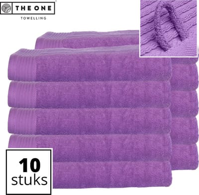 The One Towelling Classic Strandlakens - 100 x 180 cm - 10 Stuks - Voordeelverpakking - Hoge vochtopname - 100% Gekamd katoen - Paars