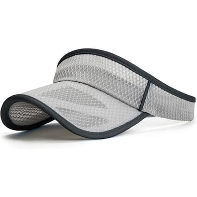 Ademende Mesh Zonneklep voor Mannen Vrouwen, Verstelbare UV-Bescherming Sportpet, Lege Top Pet voor Hardlopen Golf Tennis Buiten Adjustable&adult lichtgrijze kleur