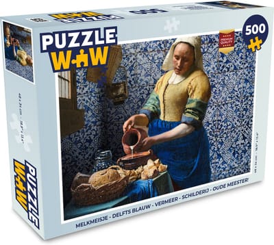 Puzzel Melkmeisje - Delfts Blauw - Vermeer - Schilderij - Oude meesters - Legpuzzel - Puzzel 500 stukjes