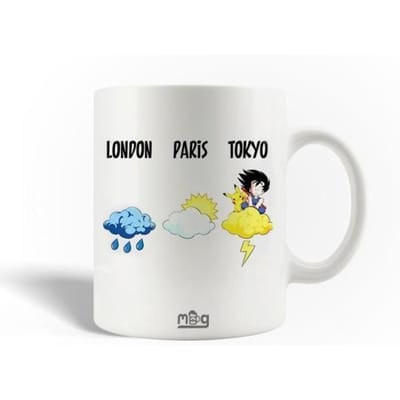 Mug - Dragon Ball et Pokémon - Céramique - 30cl - Compatible lave-vaisselle - Blanc