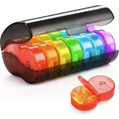 CHPN - Pillendoos 7 dagen - Medicijndoos - 2 vakken per dag - Pillendoosje - Etui - 7 bakjes - Medicijnen sorteren - Multicolor