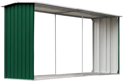Houten Schuur - Tuinopslag Rek - Brandhout Opslag - Verhoogde Bodem - 330 x 92 cm - Groen