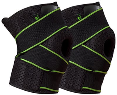 1 paar kniebrace met zij stabilisatoren en gel pads voor perfecte knieondersteuning artritis，one size（zwart+groen）