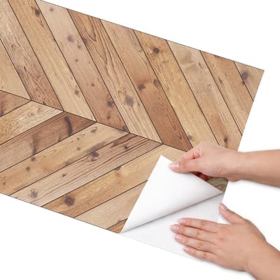 Coloray Meubel Wrap Folie - Bruin Meubelfolie - 50x100 cm - Decoratiefolie Zelfklevend Visgraatparket - Meubelfolie Zelfklevend - Scandinavisch Meubelfolie - Wrapfolie Keuken - Wanddecoratie - Texturen