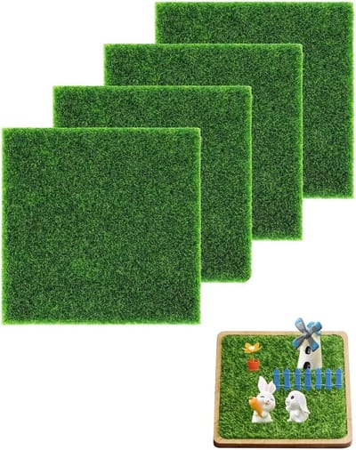 4 Stuks Mini Kunstgras Tegels voor Miniaturen en Diorama's