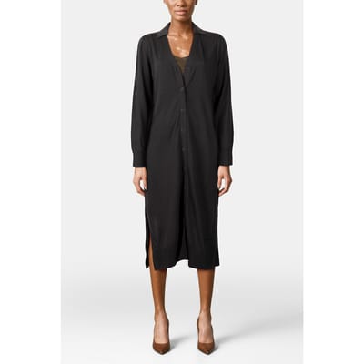 AllSaints Adina Dress Dark Khaki Green Maat: S | Blousejurken Outlet | Dames | Zwart