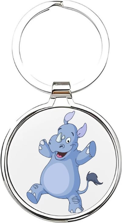 Akyol - Neushoorn Sleutelhanger - neushoorn - dierenliefhebbers - Dierentuindieren - rhino - Badak - safari - witte neushoorn - grijze neushoorn - Afrikaanse neushoorn - zoogdieren - dieren - hoefdier - 4 x 7,5 CM