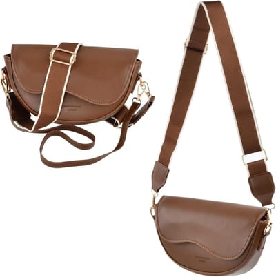 Stijlvolle Halve Maan Schoudertas van PU Leer met Verstelbare Schouderriem en Crossbody Optie voor Dames