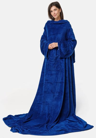 Dailygoods- Knuffeldeken Elektrisch - Zachte Knuffeldeken met Mouwen - Heuptas - Telefoonvak - Lichtgewicht Coral-Fleece - Afmeting 150x180cm - Sweaterdeken