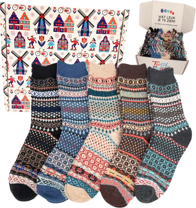 Tutti Footi - Warme Winter Sokken set 'Bjorn' - 5 paar Nordic Socks - Dames/Heren maat 39-42 - Huissokken/Wandelsokken