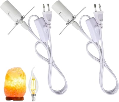 Thijox - 2 Stuks Kabels met Schakelaar voor Zoutlamp, E14 Lampfitting met 1,8 m Lampkabel en EU-stekker, Zoutlamphouder voor Doe-Het-Zelf, Plafondlamp