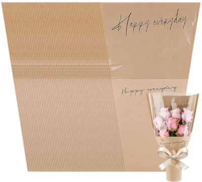 Bloem Inpakzakken 100 stuks - Kraftpapier - Boeket Mouwen - Helder Venster - Happy Everyday Print - Duurzaam en Elegant - Boeketverpakking