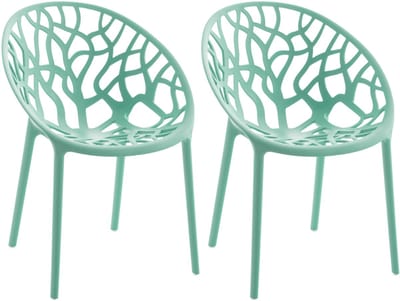 CLP Hope 2er Set stapelbare Tuinstoelen - Weerbestendig & UV-bestendig - Kunststof Stoelen met Armleuningen - Modern Design - lichtgroen