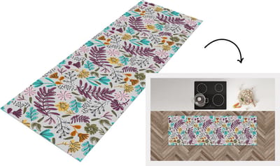 Keukenloper - Loper keuken - Bloemen - Bladeren - Patroon - 150x50 cm - Keukenloper vinyl