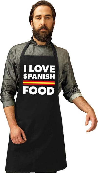I love Spanish food - Keukenschort - zwart - Spaanse avond - Tapas - volwassenen