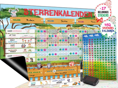 Brute Strength - Magnetisch Beloningssysteem (64) - A3 - Beloningskalender - Planborden - Weekplanner kind - Zindelijkheidstraining - Dagplanner
