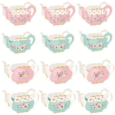 12 pcs Boîtes à Fleurs Fête du Thé Pièces Maîtresses Théière Florale pour Printemps, Anniversaire, Shower, Mariage, Anniversaires Décoration en Carton Décor de Pièce Pâques