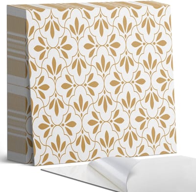 Coloray Plaktegels - Elegant plantenpatroon Zelfklevende Tegels - 20 cm x 20 cm - Beige Plaktegels - 20 stuks - Vierkant PVC Tegels - Plaktegels Badkamer - Plaktegels Vloer - Vinyl Tegels Zelfklevend - Wandtegel Zelfklevend