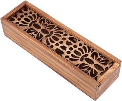 Houten Pennendoos met Holle Penhouder - Desk Organizer voor Studenten en Kantoor - Perfect Cadeau voor School en Werk