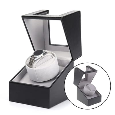 WiseGoods Premium Watchwinder Voor 1 Horloge Met Stil Mechanisme En Luxe Kunstleer - Opwinder Voor Horloges - Incl Adapter - Zwart