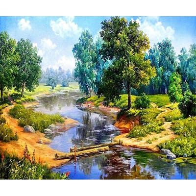5D DIY Diamond Painting Boom water Borduren Kruissteek Strass Mozaïek Home Decor 20X30CM