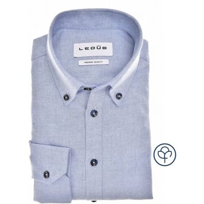 Ledûb Overhemd Slim Oxford Button-Down Midden Blauw / male