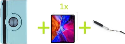 Book Cover Geschikt voor: Samsung Galaxy Tab A7 Lite Multi Stand Case - 360 Draaibaar Tablet hoesje - Tablethoes - Lichtblauw + 1x Screenprotector + Stylus