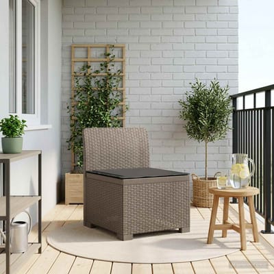 vidaXL - Eén-zits - Tuin - Sofa - met - Kussen - Rieten - Look - PP - Lichtgrijs