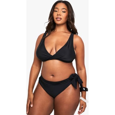 boohoo Dames Plus Wikkel-Bikinitop | Black | Maat: 28