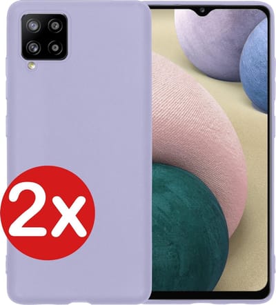 Hoesje - 2 Stuks - Geschikt voor Samsung Galaxy A12 - Sterk & Shockproof - Telefoonhoes - Back Cover - Case Siliconen - Telefoon Hoes - Lila