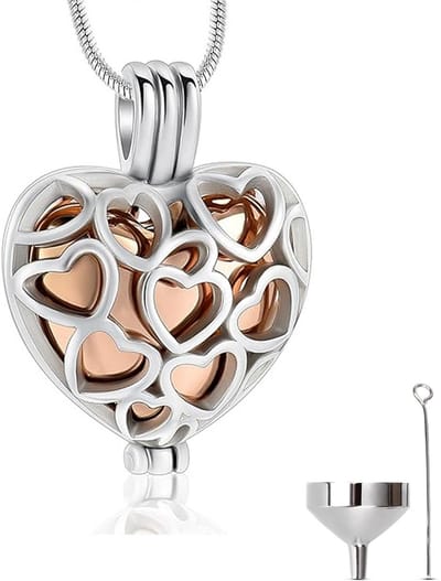 Luxe Ashanger - met Ketting (55 cm) - Voor As, Haren of Parfum - Assieraad - As Ketting - Gedenksieraad - Urn - As Hanger - Incl. As vuller en Opbergzakje - Closed Rosé Gold