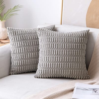 Grijze Kussenslopen 40x40 Decoratieve Plaid Zachte Kussenhoes Ribfluweel Gestreept Vierkant Bankkussenhoes 50x50cm Boho Woondecoratie 45x45cm