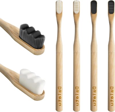 Set van 4 Biologisch Afbreekbare Bamboo Tandenborstels, Extra Zacht voor Gevoelige Tandvlees, Duurzaam en Reisvriendelijk