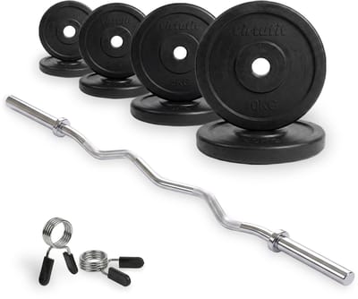 VirtuFit Rubberen Halterset - EZ Curlstang - Veerclip - 30 mm - 43 kg