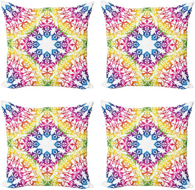 ABAKUHAUS Kussenhoes Set 4x 50x50 cm – Dubbelzijdig Kleurig