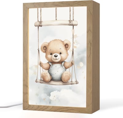 Nachtlampje 20x30 cm - Kinder lampje - Beer - Baby - Dier - Kinderen - Tafellamp kinderkamer - Slaapkamer lamp - Bedlamp kinderen - Kinderlampje stopcontact - Wandlamp babykamer - Nachtlampjes