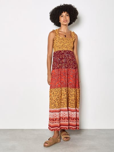 Maxi-jurk met bloemenprint en patchwork