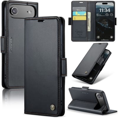 CaseMe Wallet Case met RFID Bescherming Kaarthouder en Magneetsluiting voor Apple iPhone Air _ Zwart