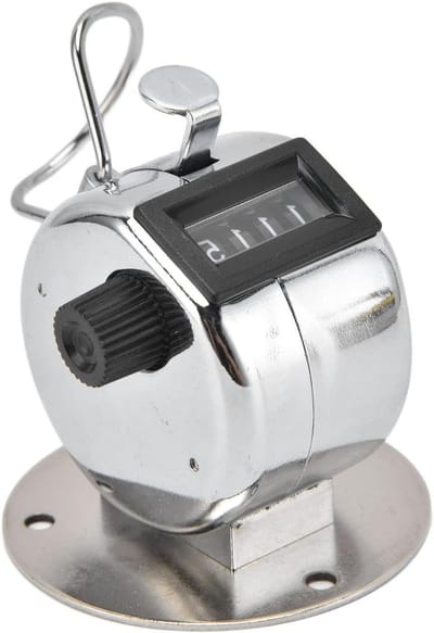 4-cijferige telmachine - Handmatige klikteller - Tellen bij evenementen - Stevige roestvrijstalen schaal - 6 x 6 x 6 cm