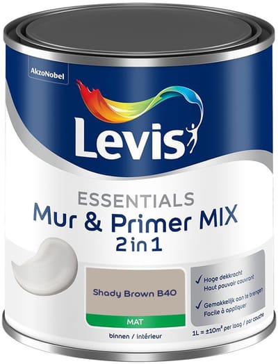 Levis - Essentials Mur & Primer Mix - Shady Brown B40 - Mengverf - 1 L