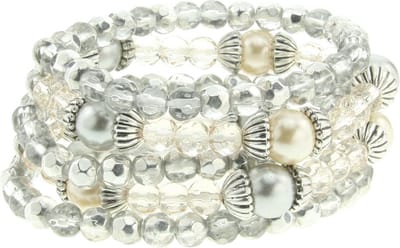 Behave - elastische armband Rome - parelstijl feestelijk - 5 tot 9 mm kraal