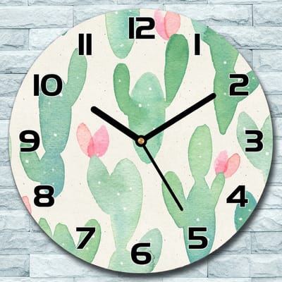 Coloray Wandklok - Cactussen Klok Glas - 30fi cm - Groente Wandklok - Wandklok Ronde - Wandklok Modern - Wandklok Keuken - Stille Wandklok