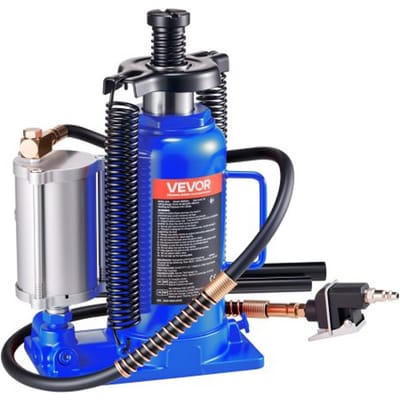 VEVOR 20t luchthydraulische fleskrik met hefbereik van 260-495 mm, pneumatische/handmatige fleskrik met pomp voor auto, pick-up, truck, camper, SUV, autoreparatie, blauw