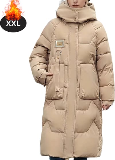 Livano Winterjas - Parka - Dames - Winter - Jas - Volwassen - Stijlvol - Khaki - XXL