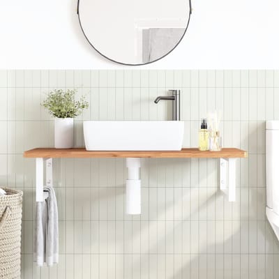 vidaXL - Badkamer - wandschap - staal - en - massief - beukenhout