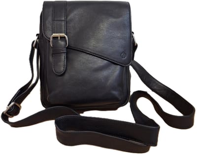 OI LUXE zwarte leren schoudertas Ruud / luxe tas om om te hangen voor dames / robuuste zwarte leren schoudertas Unisex / óók cross te dragen / zwart leer /m 595