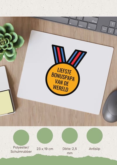 Akyol - liefste bonuspapa van de wereld Muismat - Papa - de liefste bonusvader - vader cadeautjes - vaderdag - verjaardagscadeau - verjaardag - cadeau - geschenk - kado - gift - vader artikelen - 23 bij 19 cm