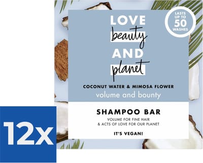 Love Beauty and Planet Shampoo Bar Coconut Water & Mimosa Flower - 90 gram - Voordeelverpakking 12 stuks