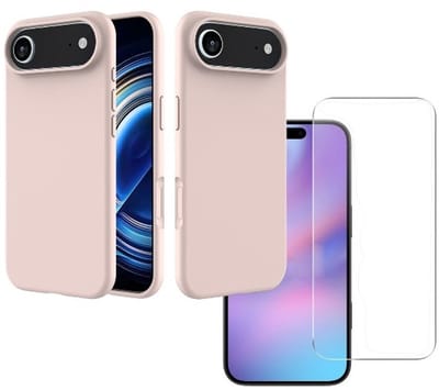 Shockproof Backcover - Liquid Silicone Soft Hoesje - Geschikt voor: iPhone Air - Roze + 2x Screenprotector Beschermglas - Glasplaatje
